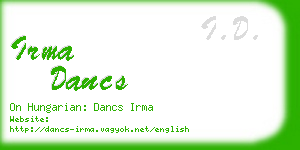 irma dancs business card